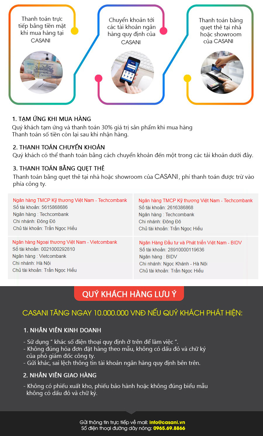 Quy trình mua hàng đảm bảo tại Casani