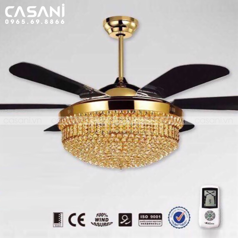 Top 4 mẫu quạt trần đèn pha lê sang trọng đang có mặt tại Casani